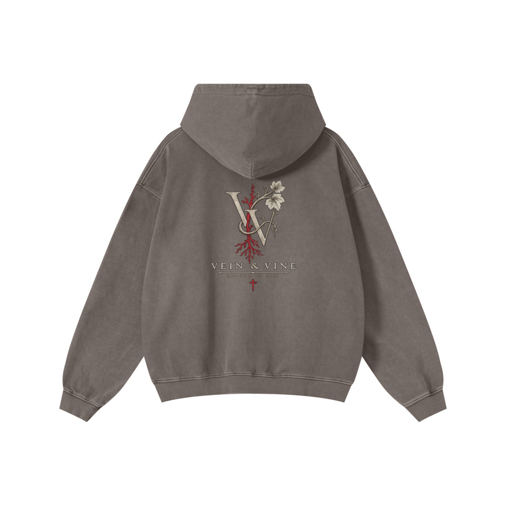 480GSM Men’s Heavyweight Pigment-Wash Hoodie Coffee Brown