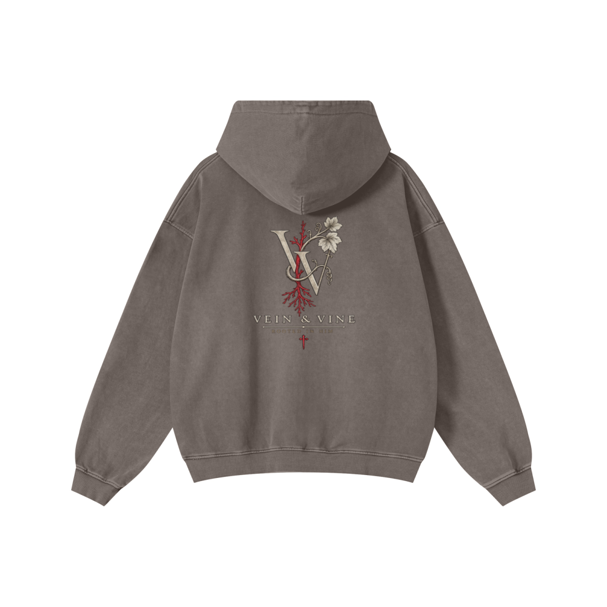480GSM Men’s Heavyweight Pigment-Wash Hoodie Coffee Brown