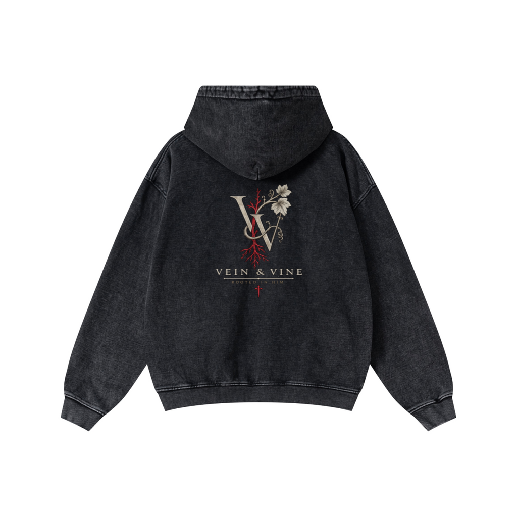 480GSM Men’s Heavyweight Pigment-Wash Hoodie Snowflake Grey