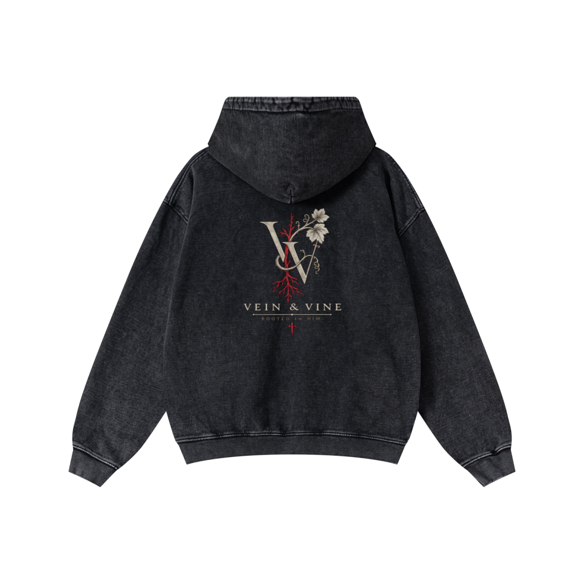480GSM Men’s Heavyweight Pigment-Wash Hoodie Snowflake Grey