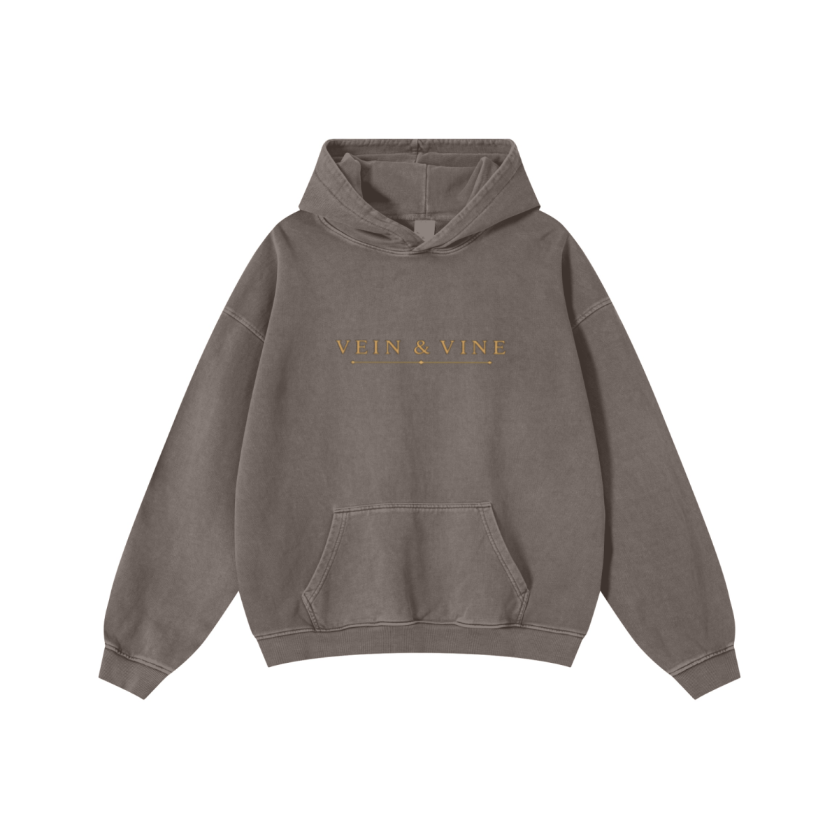 480GSM Men’s Heavyweight Pigment-Wash Hoodie Coffee Brown