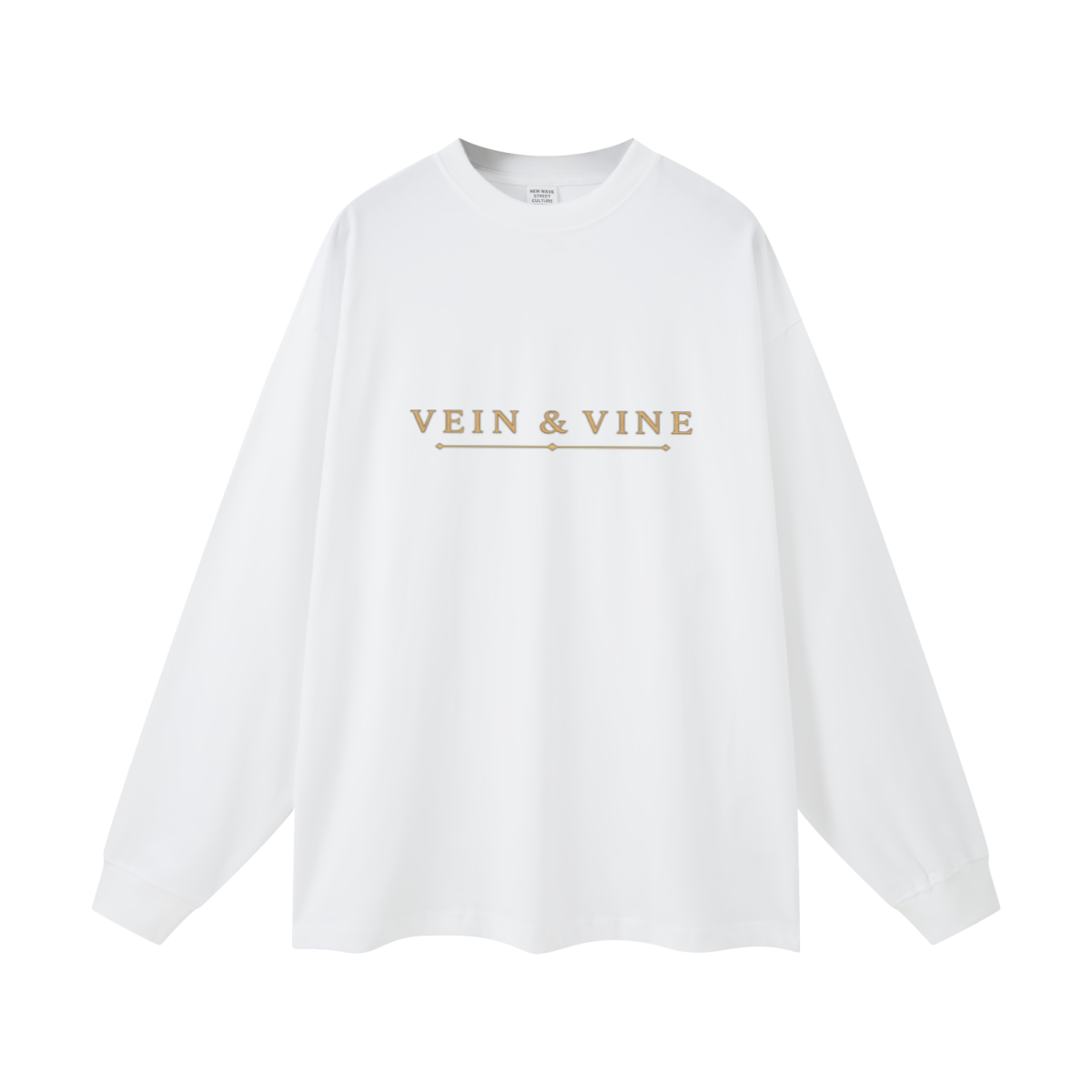 305GSM Unisex Premium Heavyweight Double-Yarn Plain Fabric Earth-Tone Basic Layering Long sleeve White