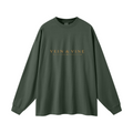 305GSM Unisex Premium Heavyweight Double-Yarn Plain Fabric Earth-Tone Basic Layering Long sleeve Dark Green