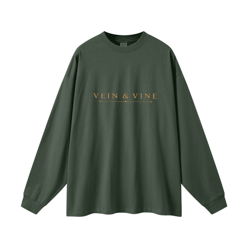 305GSM Unisex Premium Heavyweight Double-Yarn Plain Fabric Earth-Tone Basic Layering Long sleeve Dark Green