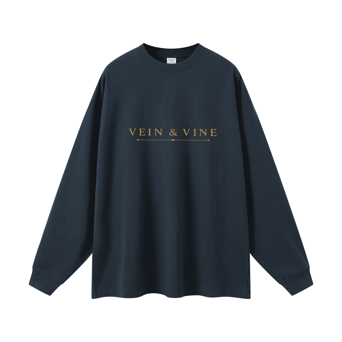 305GSM Unisex Premium Heavyweight Double-Yarn Plain Fabric Earth-Tone Basic Layering Long sleeve Navy Blue