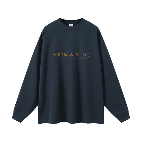 305GSM Unisex Premium Heavyweight Double-Yarn Plain Fabric Earth-Tone Basic Layering Long sleeve Navy Blue