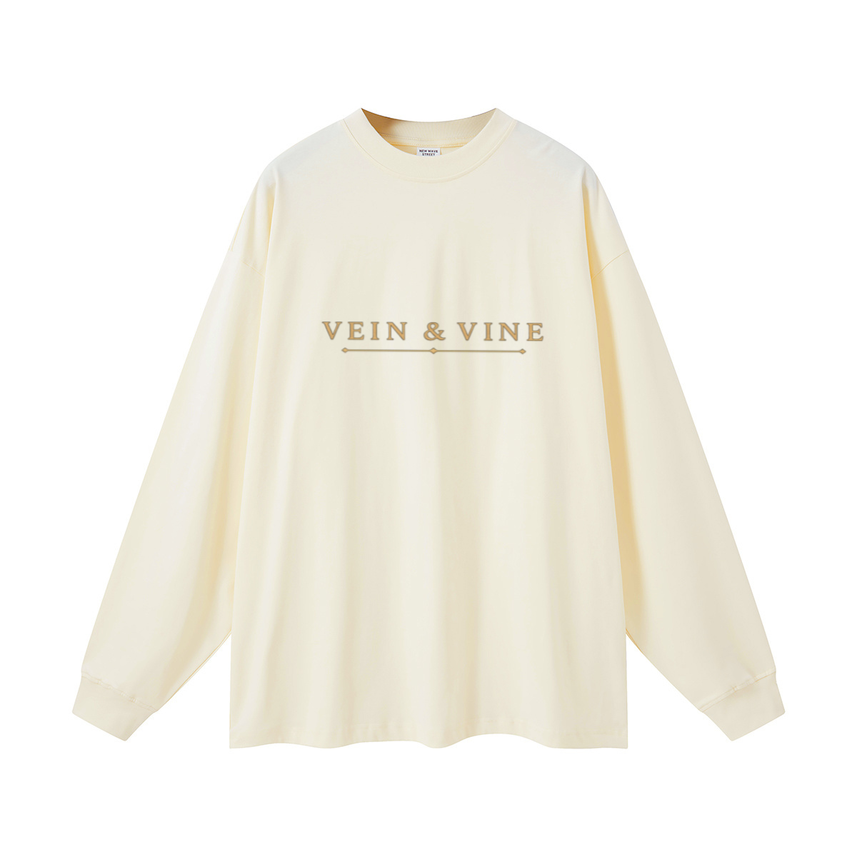 305GSM Unisex Premium Heavyweight Double-Yarn Plain Fabric Earth-Tone Basic Layering Long sleeve Milk Tea White