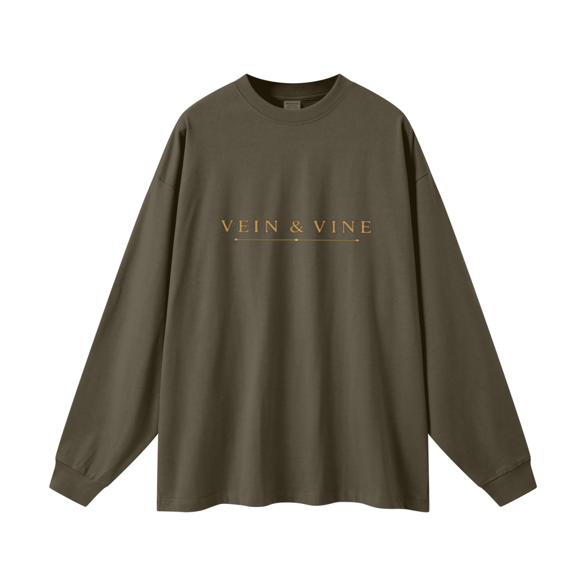305GSM Unisex Premium Heavyweight Double-Yarn Plain Fabric Earth-Tone Basic Layering Long sleeve Brown