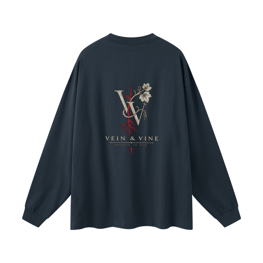305GSM Unisex Premium Heavyweight Double-Yarn Plain Fabric Earth-Tone Basic Layering Long sleeve Navy Blue