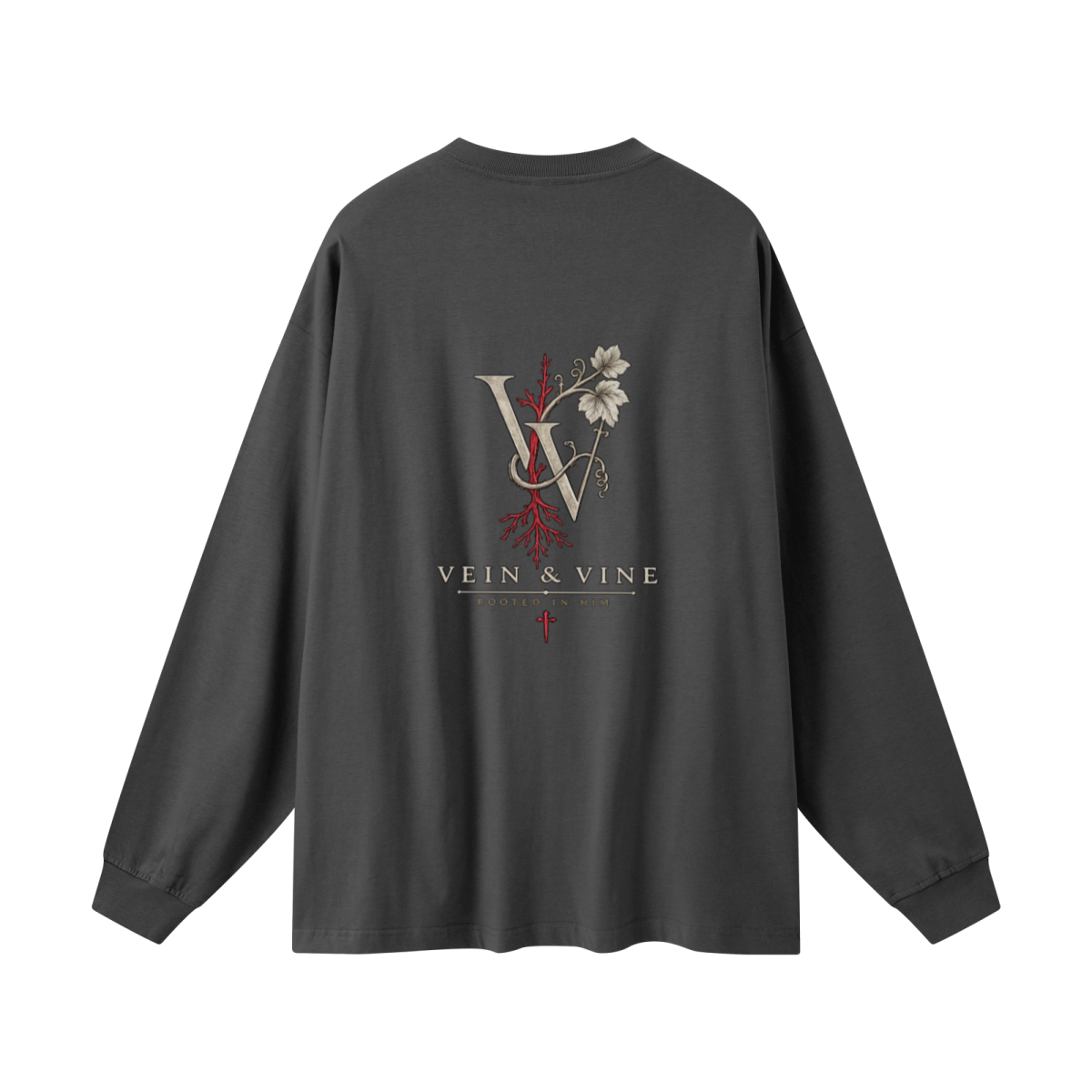 305GSM Unisex Premium Heavyweight Double-Yarn Plain Fabric Earth-Tone Basic Layering Long sleeve Carbon Grey