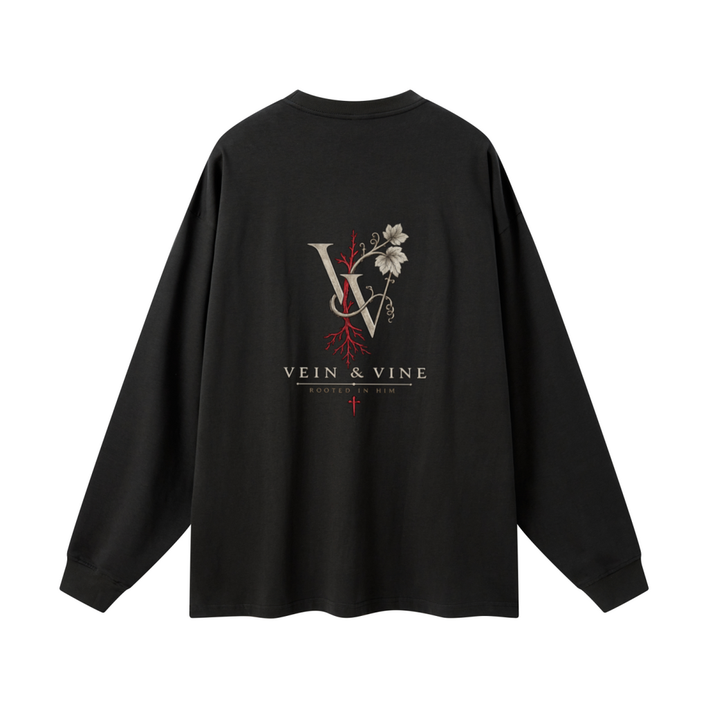 305GSM Unisex Premium Heavyweight Double-Yarn Plain Fabric Earth-Tone Basic Layering Long sleeve Black