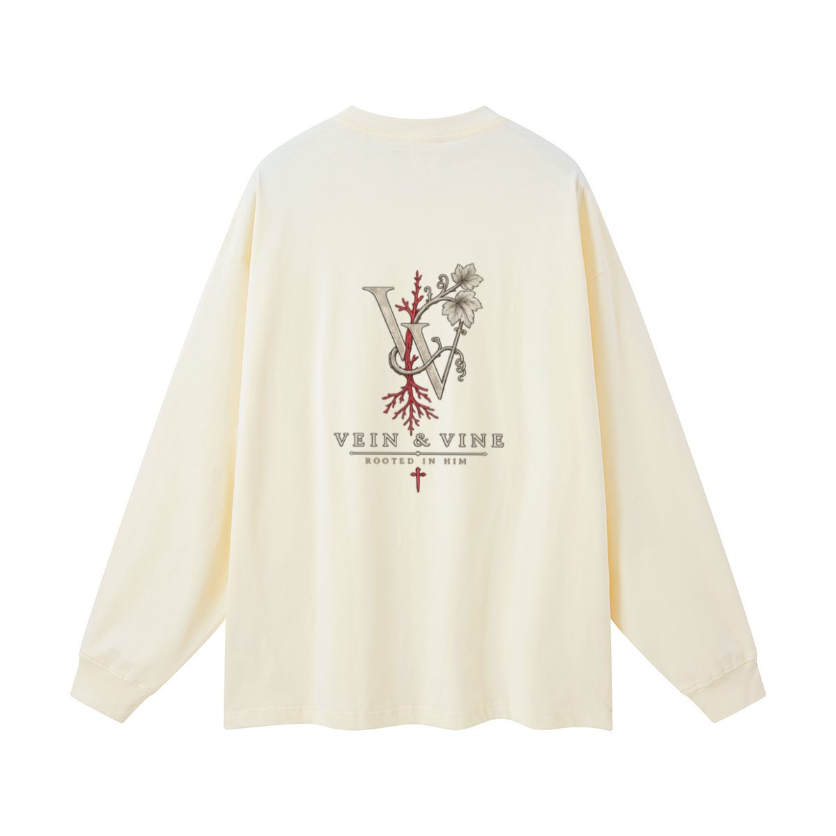 305GSM Unisex Premium Heavyweight Double-Yarn Plain Fabric Earth-Tone Basic Layering Long sleeve Milk Tea White