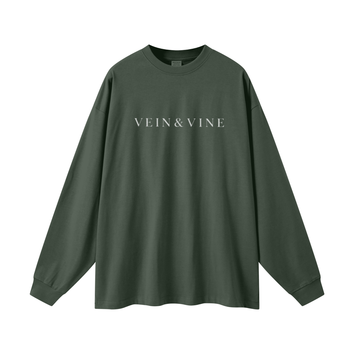 305GSM Unisex Premium Heavyweight Double-Yarn Plain Fabric Earth-Tone Basic Layering Long sleeve Dark Green