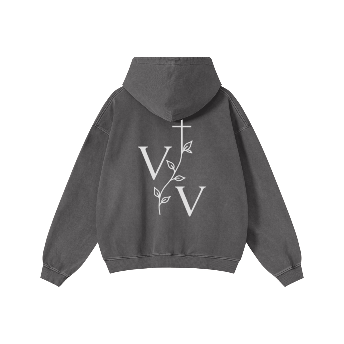 480GSM Men's Heavyweight Pigment-Wash Pullover Hoodie Dark Grey