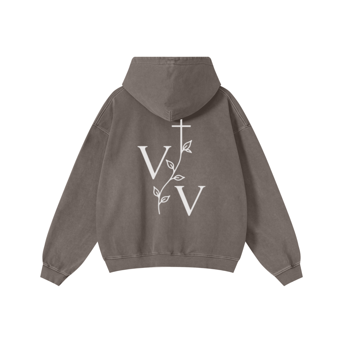 480GSM Men's Heavyweight Pigment-Wash Pullover Hoodie Coffee Brown