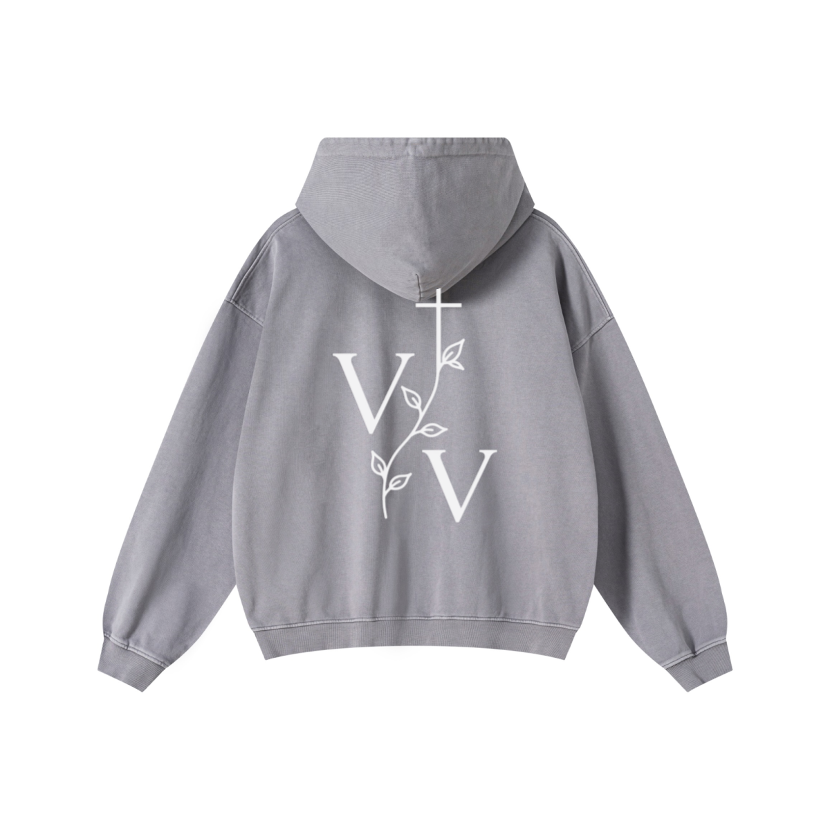 480GSM Men's Heavyweight Pigment-Wash Pullover Hoodie Medium Grey