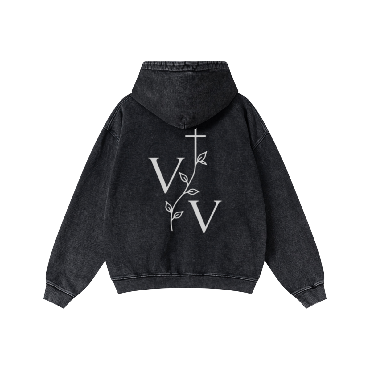 480GSM Men's Heavyweight Pigment-Wash Pullover Hoodie Snowflake Grey