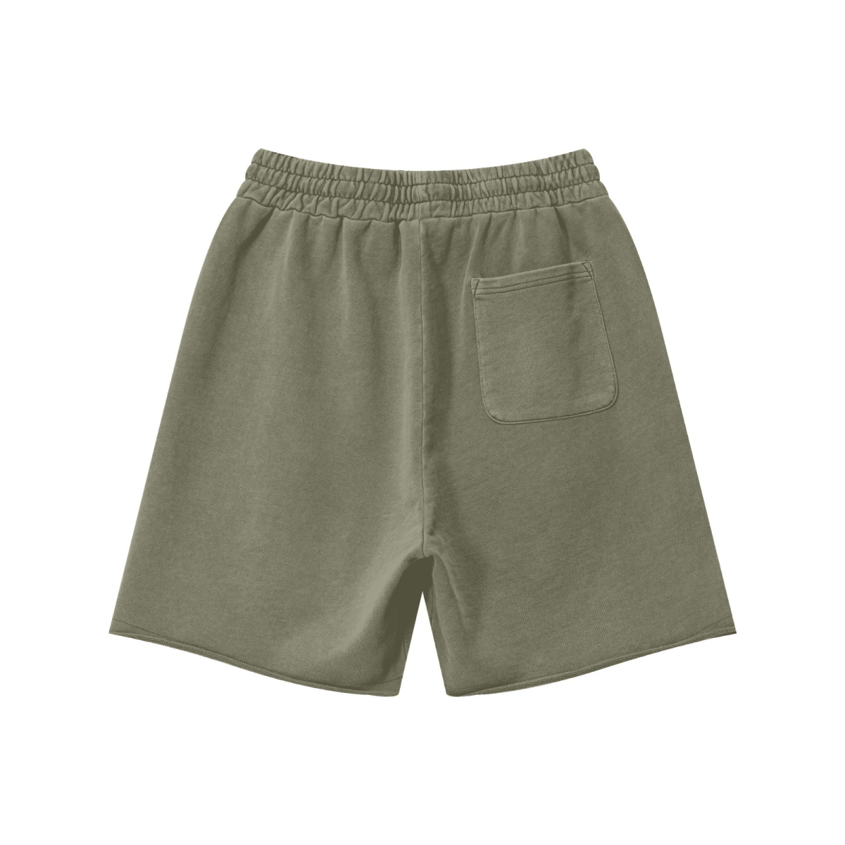 370GSM Unisex Heavyweight Raw-Edge Pigment-Washed Shorts Grayish green
