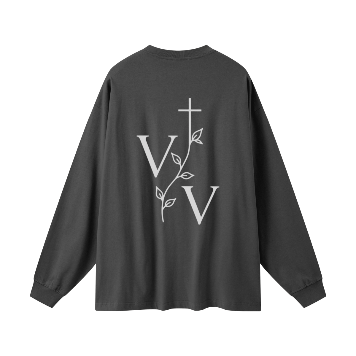 305GSM Unisex Premium Heavyweight Double-Yarn Plain Fabric Earth-Tone Basic Layering Long sleeve Carbon Grey