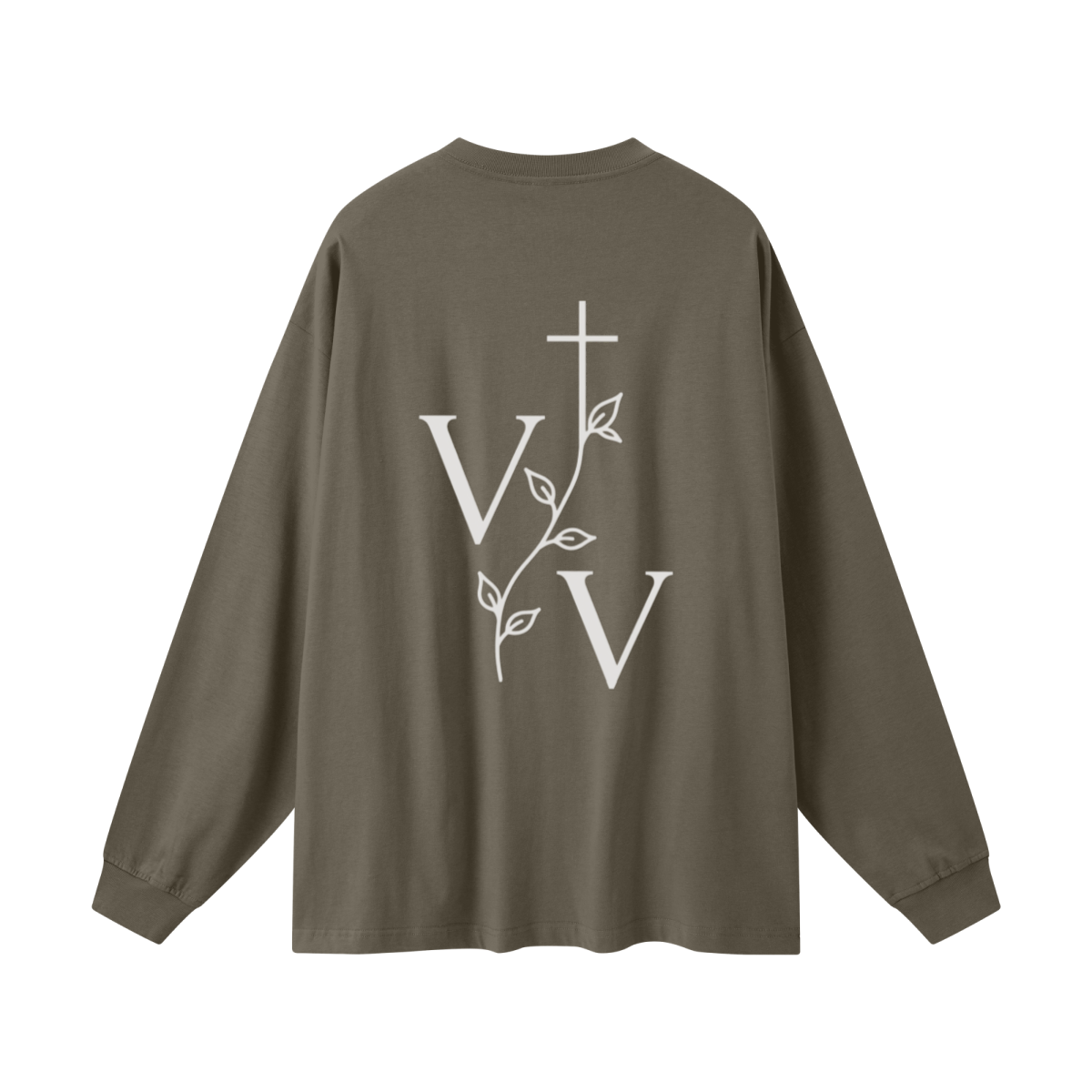 305GSM Unisex Premium Heavyweight Double-Yarn Plain Fabric Earth-Tone Basic Layering Long sleeve Brown