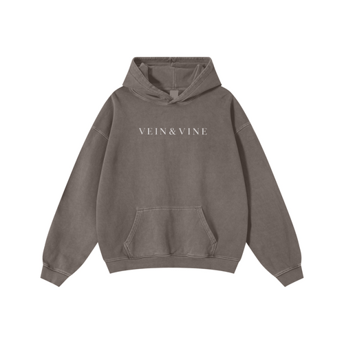 480GSM Men's Heavyweight Pigment-Wash Pullover Hoodie Coffee Brown